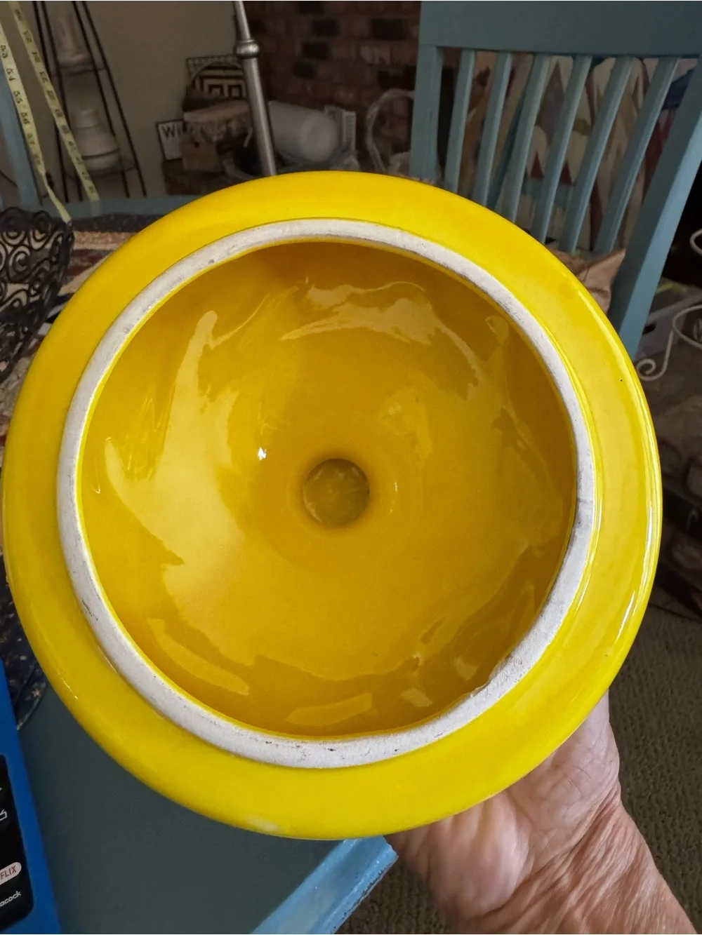 Cookie Canister with Yellow Lid - White Ceramic Cookie Jar